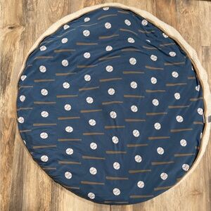Kickee Pants Fluffle Sherpa lined playmat Baseball print